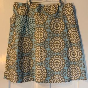 A-Line Blue and Yellow Floral Cotton Skirt Size XXL